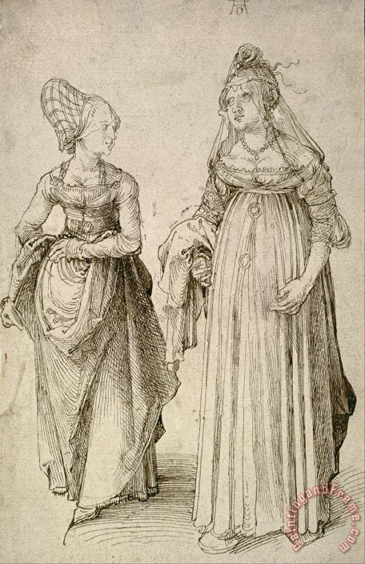 Albrecht Durer Lady in Venetian Dress Contrasted with a Nuremberg Hausfrau Art Print