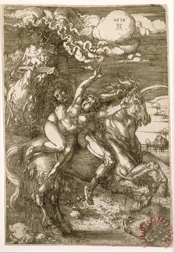 Albrecht Durer Rape of Prosperpina (abduction on a Unicorn) Art Print