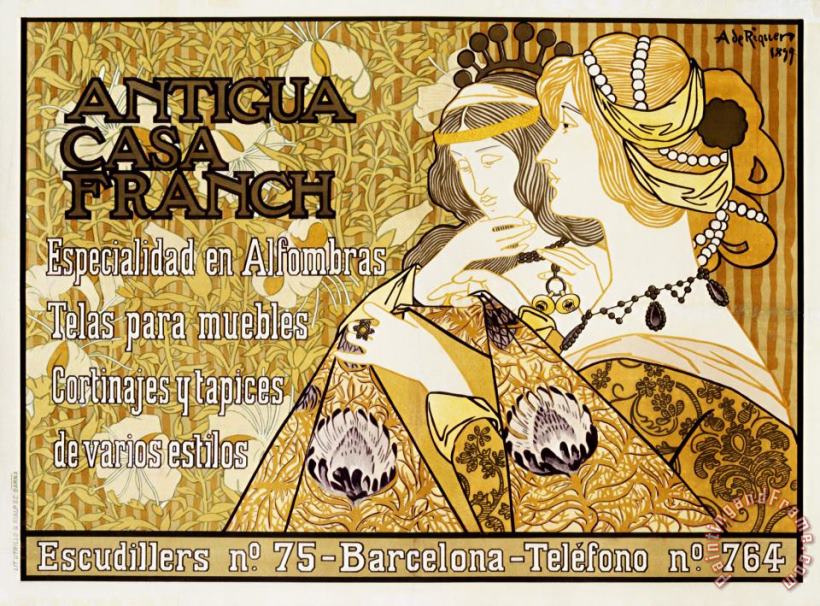 Antigua Casa Franch Poster painting - Alejandro de Riquer Antigua Casa Franch Poster Art Print