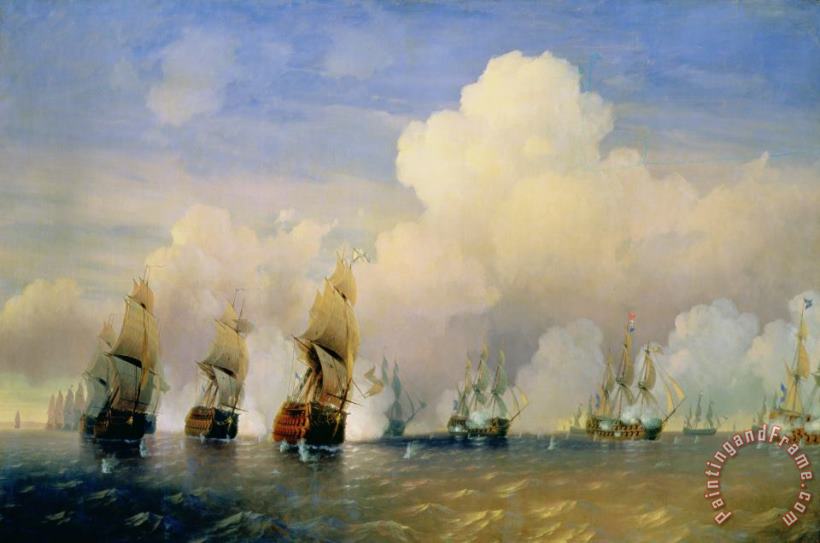 Aleksei Petrovich Bogolyubov The Russo Swedish Sea War near Kronstadt in 1790 Art Painting