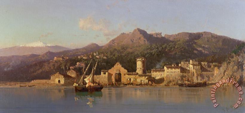 View of Taormina Sicily painting - Alessandro la Volpe View of Taormina Sicily Art Print