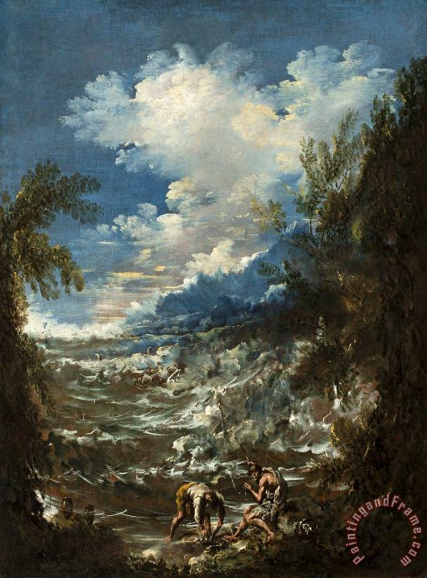 Alessandro Magnasco Landscape with Fishermen Art Painting