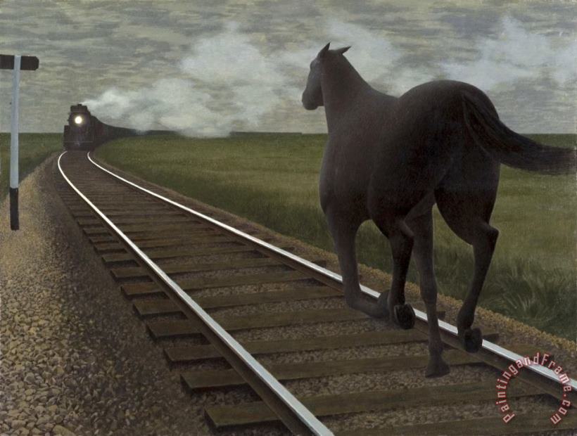 Alex Colville Horse And Train Art Painting