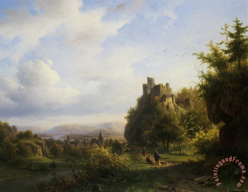 Alexander Joseph Daiwaille Landscape with a Castle Beyond Art Print