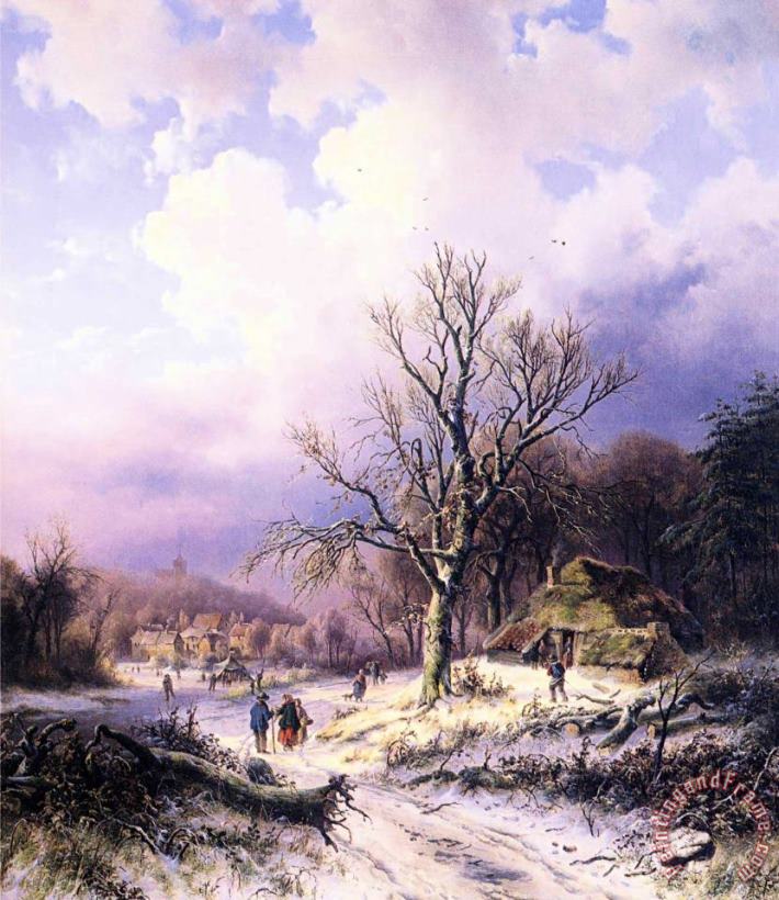 Alexander Joseph Daiwaille Snowy Landscape Art Painting