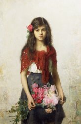 Alexei Alexevich Harlamoff Young girl with blossoms