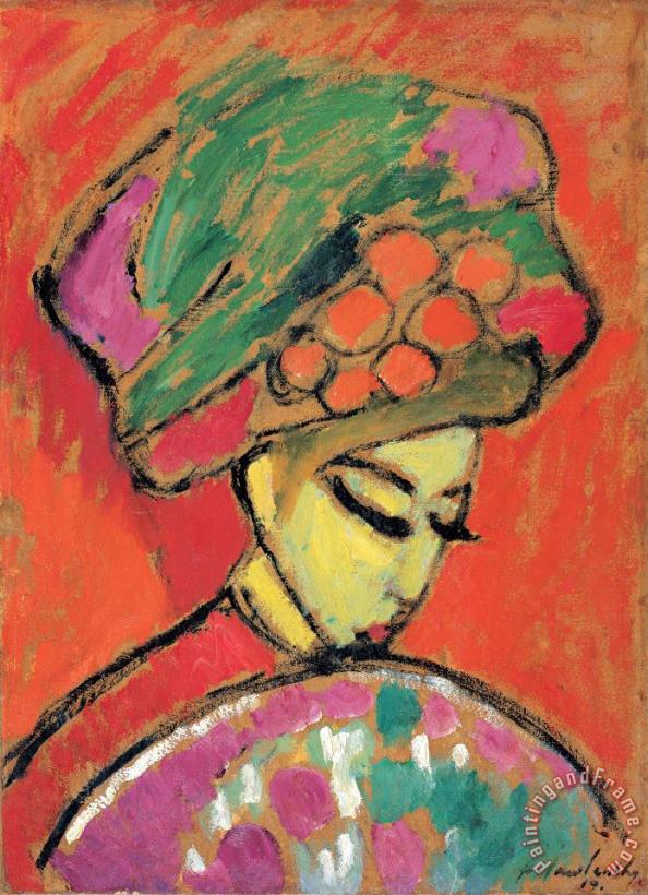 Alexei Jawlensky Young Girl with a Flowered Hat Art Print