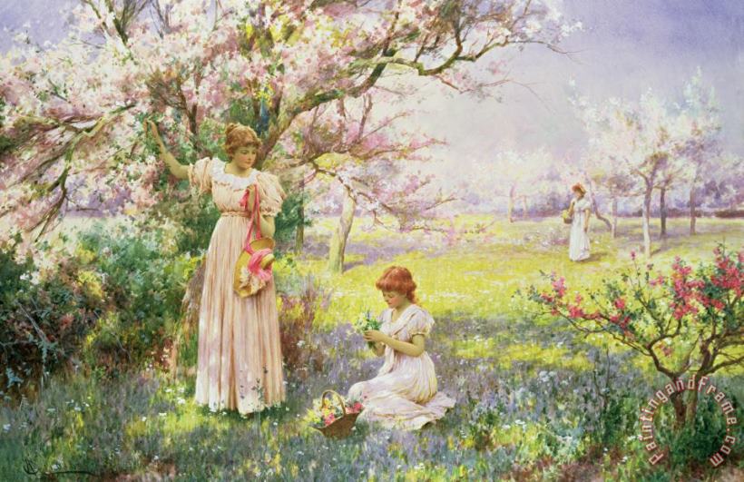 Spring Picking Flowers painting - Alfred Augustus I Glendenning Spring Picking Flowers Art Print