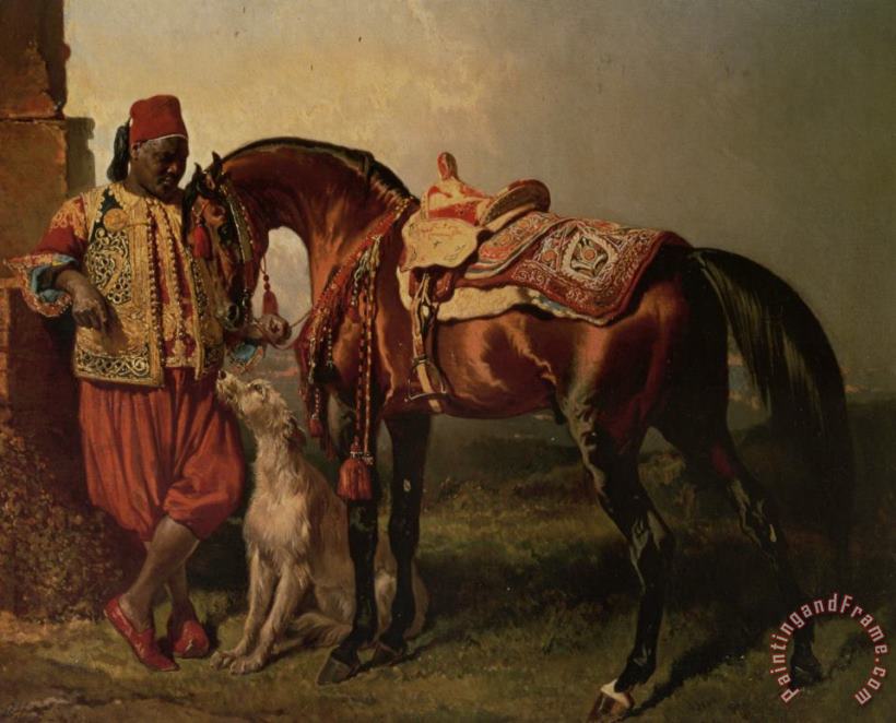 Alfred Dedreux African Groom Holding Art Painting