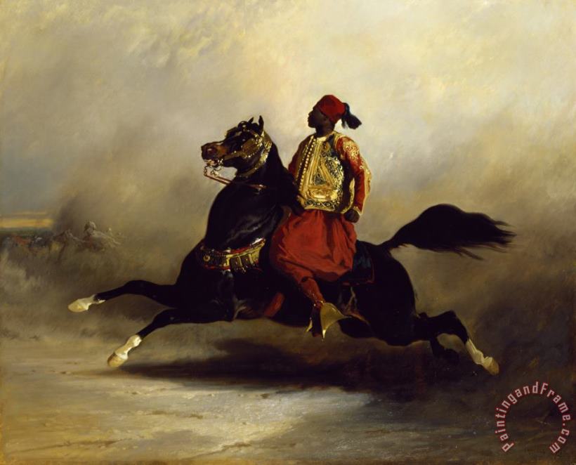 Alfred Dedreux or de Dreux Nubian Horseman at the Gallop Art Print
