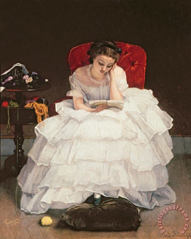 Girl Reading painting - Alfred Emile Stevens Girl Reading Art Print