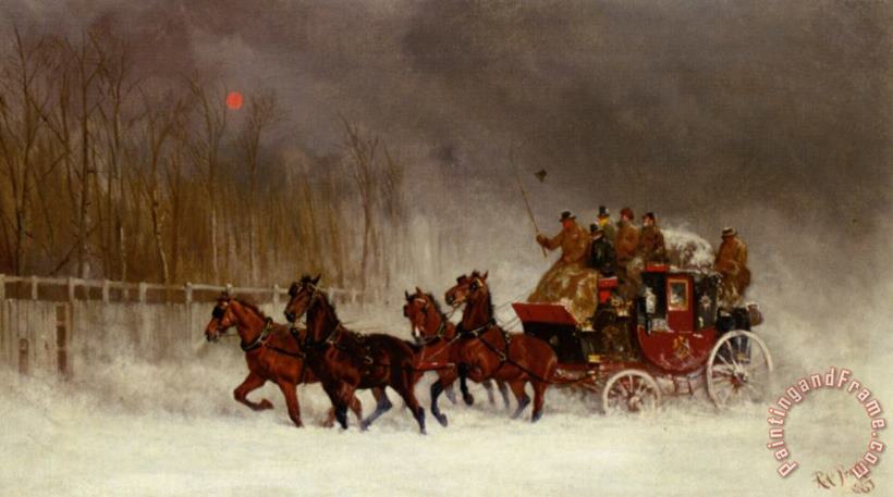 Alfred F. De Prades Winter Royal Mail Coach Art Painting