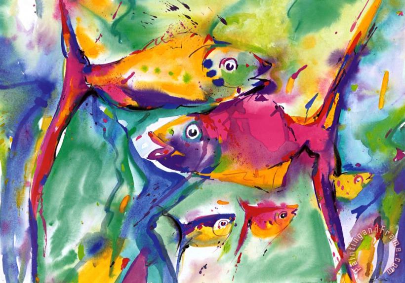 alfred gockel Colorful Fish Art Painting