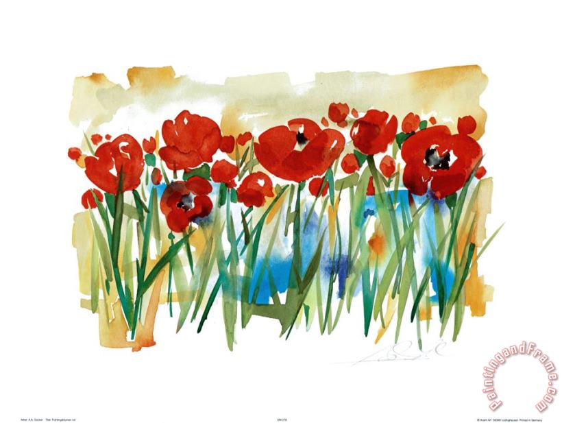 Field of Poppies painting - alfred gockel Field of Poppies Art Print