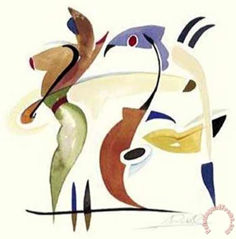Fishing in The Abstract painting - alfred gockel Fishing in The Abstract Art Print