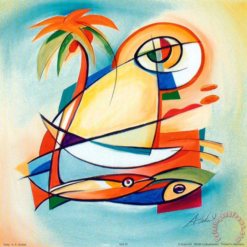 Sun Fish I painting - alfred gockel Sun Fish I Art Print