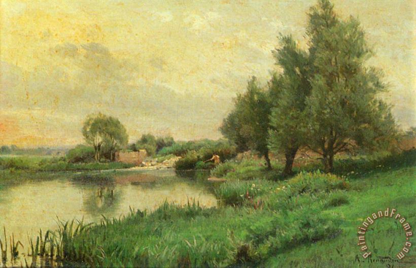 Fisher by The River painting - Alfred Renaudin Fisher by The River Art Print