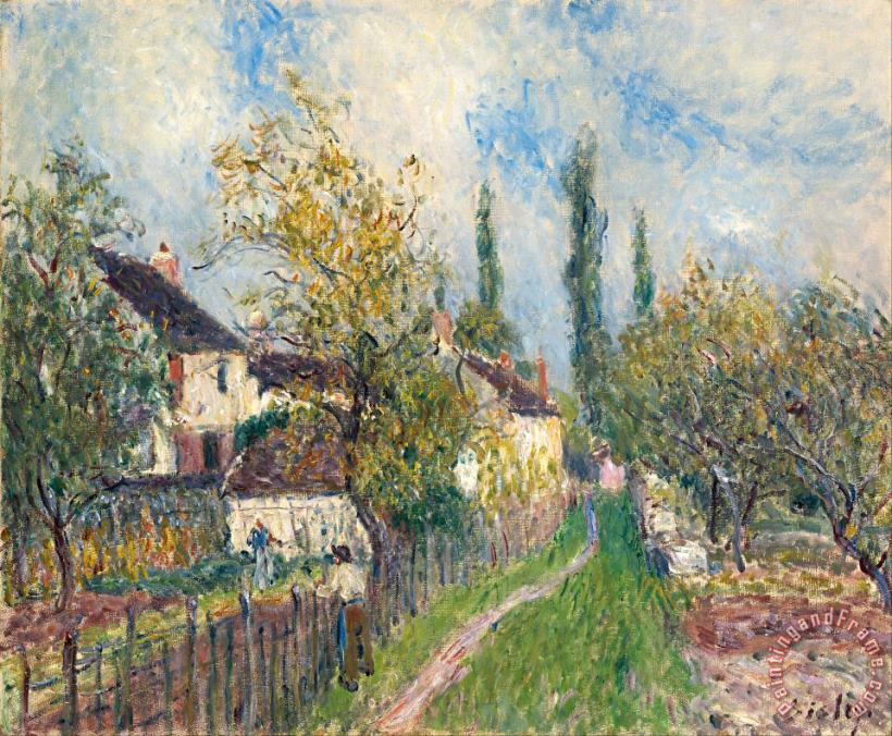 A Path at Les Sablons painting - Alfred Sisley A Path at Les Sablons Art Print