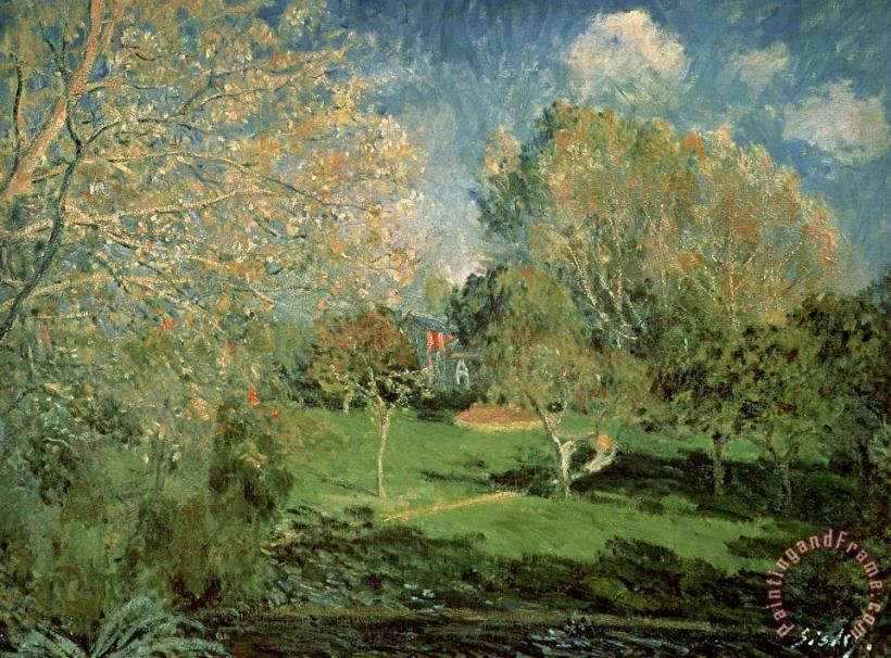 The Garden of Hoschede Family painting - Alfred Sisley The Garden of Hoschede Family Art Print
