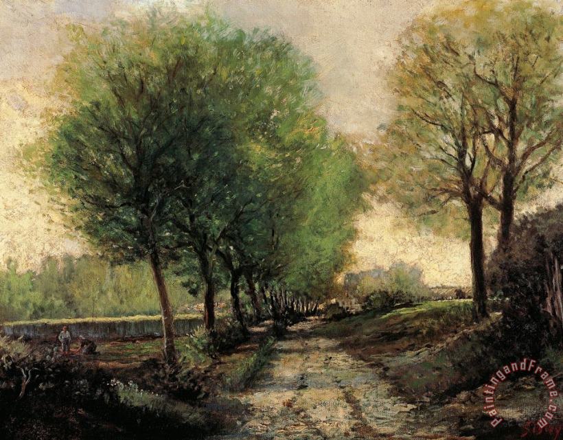 Alfred Sisley Tree-lined Avenue In A Small Town Art Painting