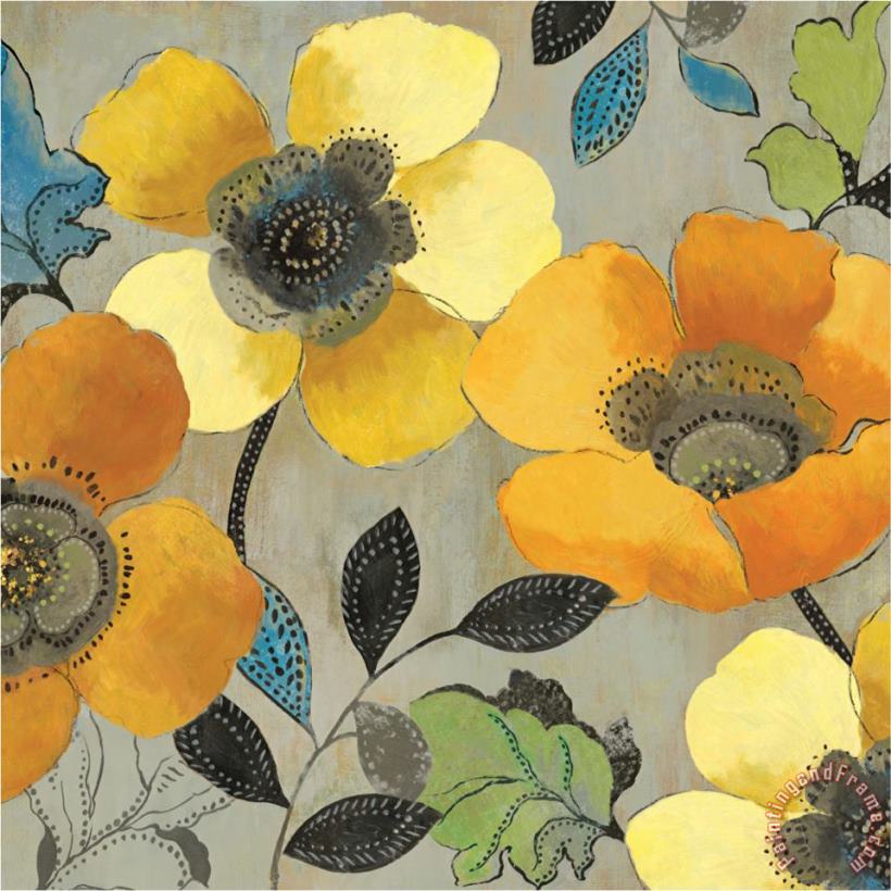 Yellow And Orange Poppies II painting - Allison Pearce Yellow And Orange Poppies II Art Print