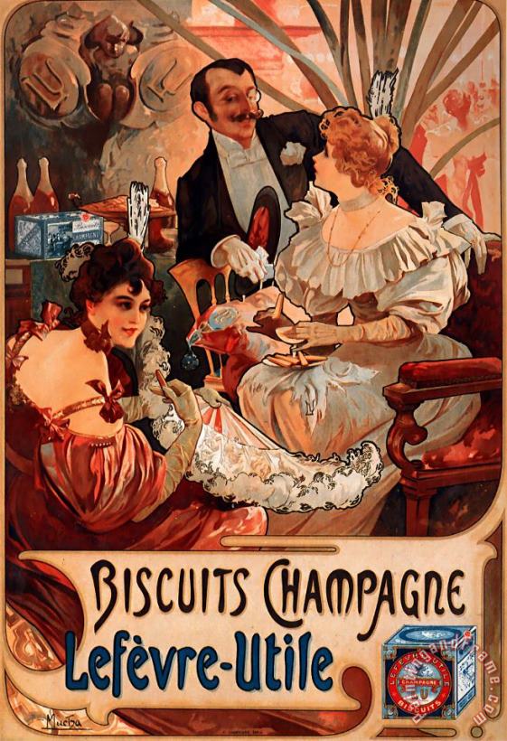 Alphonse Maria Mucha Biscuits Champagnelefevreutile Art Print
