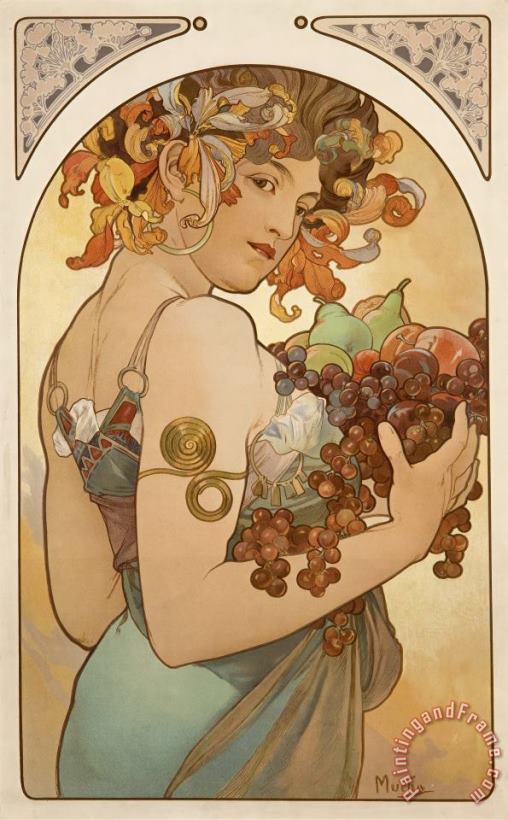 Fruit painting - Alphonse Maria Mucha Fruit Art Print