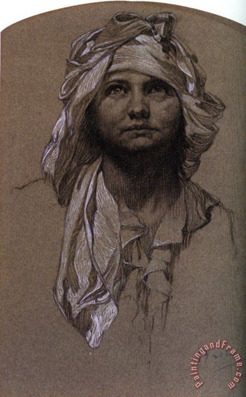 Head of a Girl painting - Alphonse Maria Mucha Head of a Girl Art Print