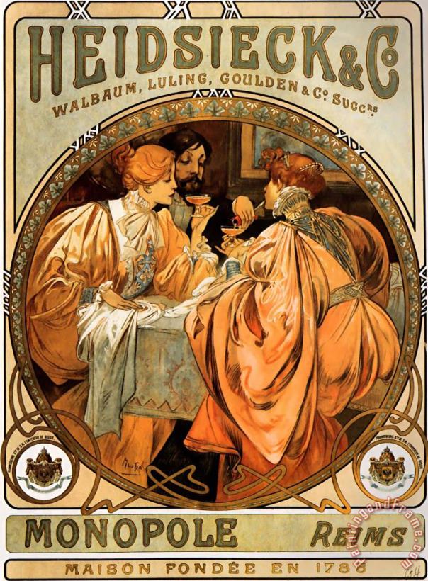 Heidsieck And Co. painting - Alphonse Maria Mucha Heidsieck And Co. Art Print