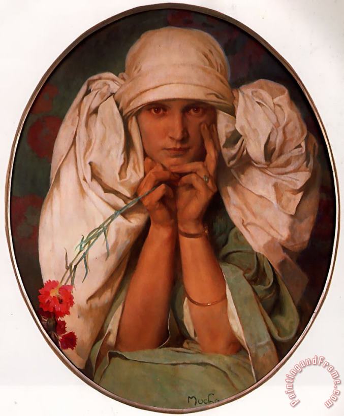 Jaroslava painting - Alphonse Maria Mucha Jaroslava Art Print