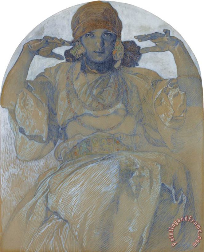 Alphonse Maria Mucha Jaroslava Mucha, Study for Slavia in The Poster Art Print