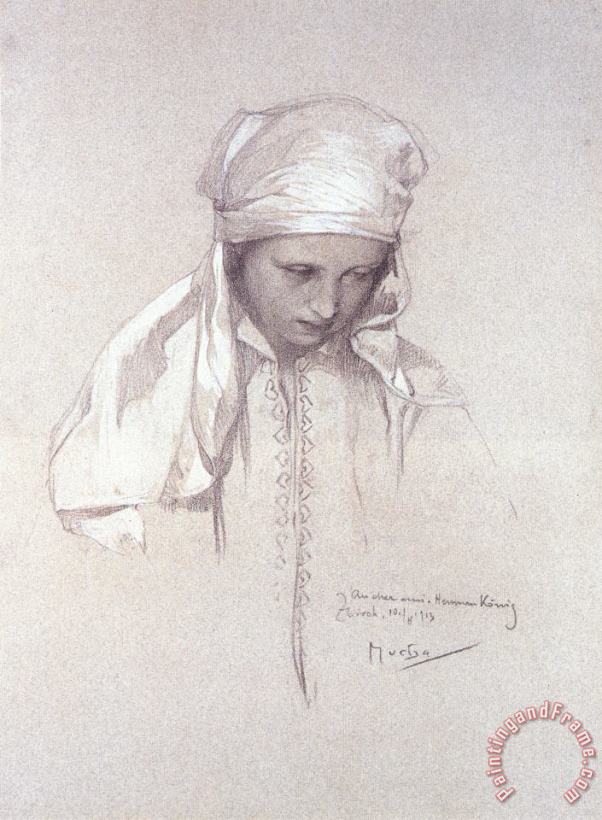 Alphonse Maria Mucha Portrait of a Girl Art Print