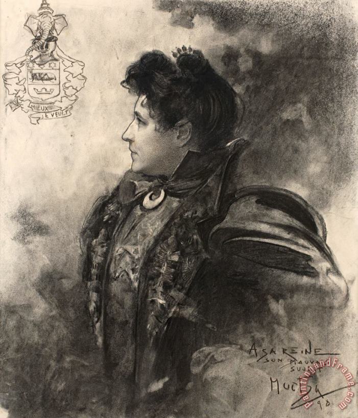 Portrait of Sarah Bernhardt (henriette Rosine Bernard) painting - Alphonse Maria Mucha Portrait of Sarah Bernhardt (henriette Rosine Bernard) Art Print