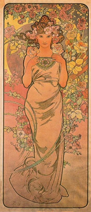 Alphonse Maria Mucha The Rose Art Print