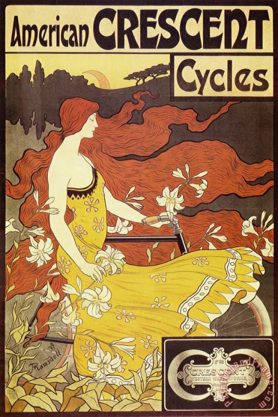 American Crescent Cycles painting - Alphonse Marie Mucha American Crescent Cycles Art Print