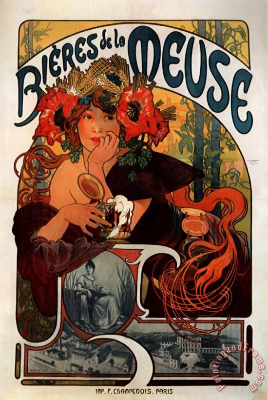 Alphonse Marie Mucha Beer of The Meuse 1897 Art Print