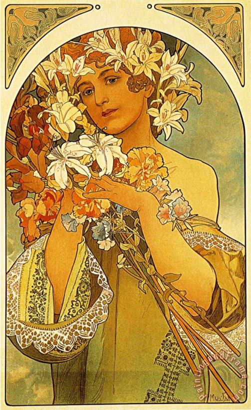 Flower 1897 painting - Alphonse Marie Mucha Flower 1897 Art Print