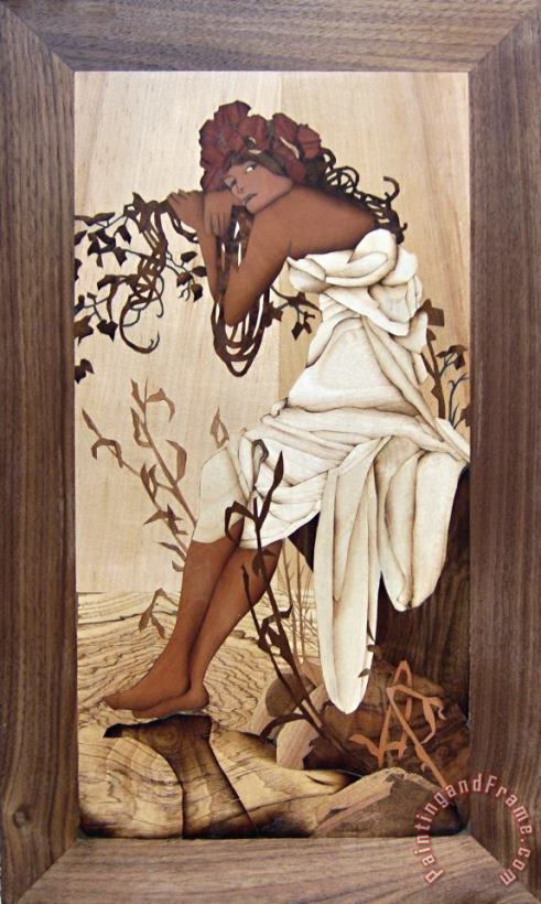 Intarsia with Motive painting - Alphonse Marie Mucha Intarsia with Motive Art Print