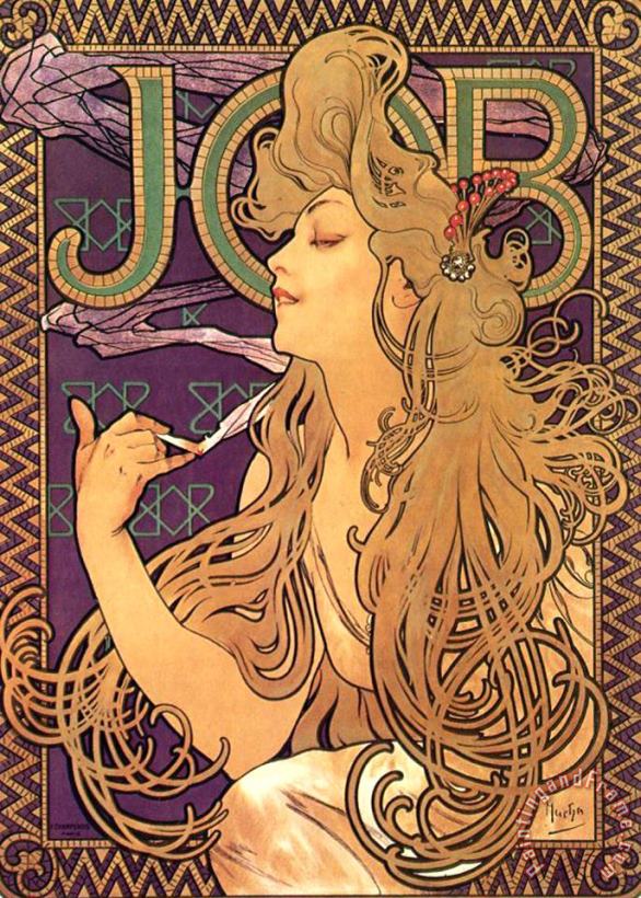 Job Cigarettes 1 painting - Alphonse Marie Mucha Job Cigarettes 1 Art Print