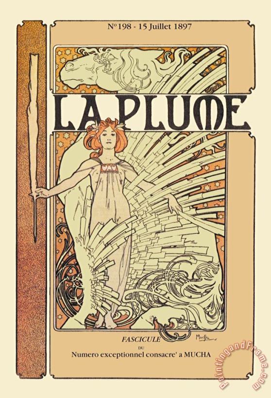 La Plume painting - Alphonse Marie Mucha La Plume Art Print