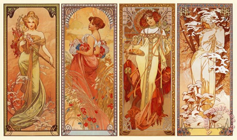 Les Saisons 1900 painting - Alphonse Marie Mucha Les Saisons 1900 Art Print