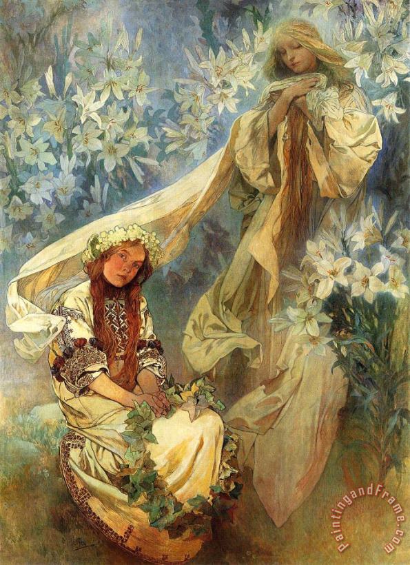 Alphonse Marie Mucha Madonna of The Lilies 1905 Art Painting