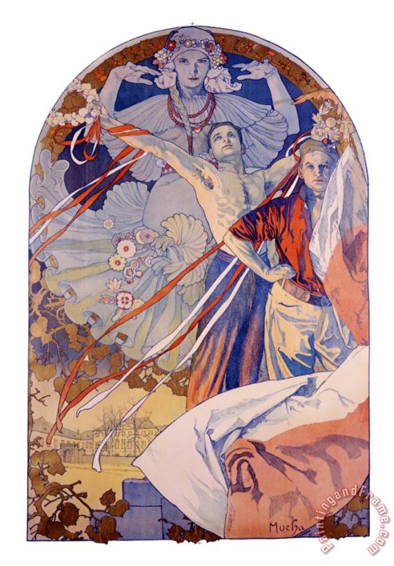 Pagenat on The Vltava painting - Alphonse Marie Mucha Pagenat on The Vltava Art Print