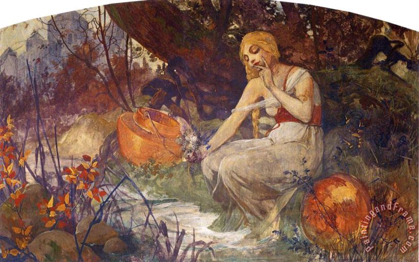 Prophetess 1896 painting - Alphonse Marie Mucha Prophetess 1896 Art Print
