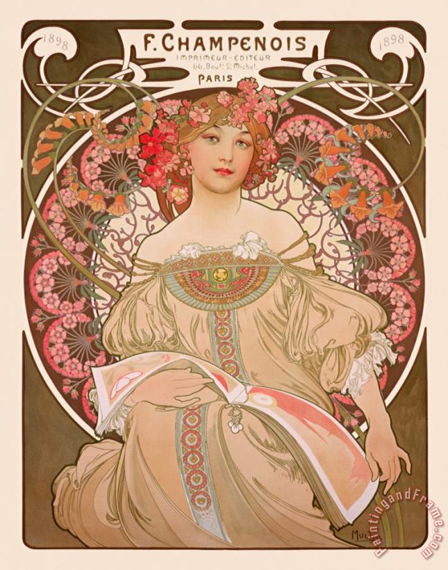 Reverie C.1897 painting - Alphonse Marie Mucha Reverie C.1897 Art Print