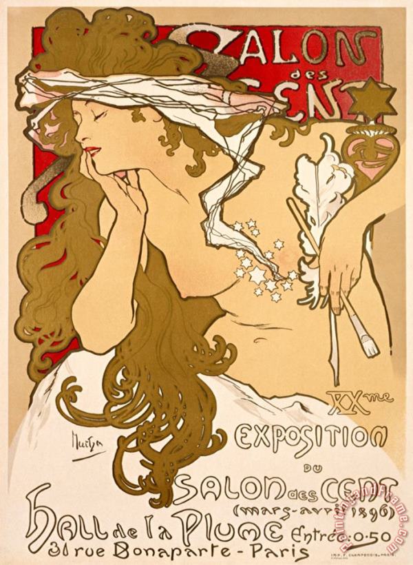 Salon Des Cent 1896 painting - Alphonse Marie Mucha Salon Des Cent 1896 Art Print