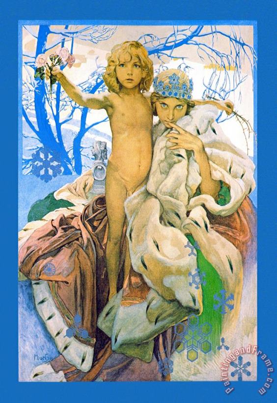 Alphonse Marie Mucha Snow Queen And Child Art Print