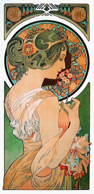 Alphonse Marie Mucha Spring The Primula C 1899 Art Painting