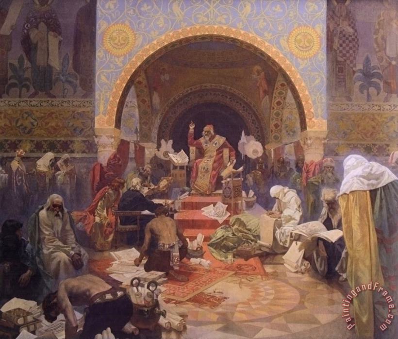 Alphonse Marie Mucha The Bulgarian Tsar Simeon The Morning Star of Slavonic Literature Art Painting