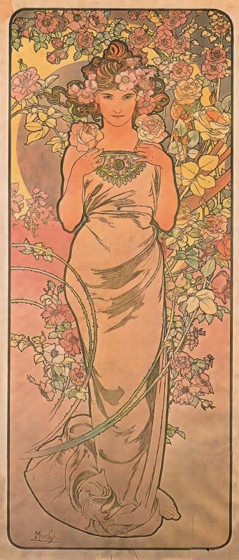 Alphonse Marie Mucha The Rose 1898 Art Print